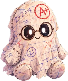 The Head Ghost as a sleepy plush